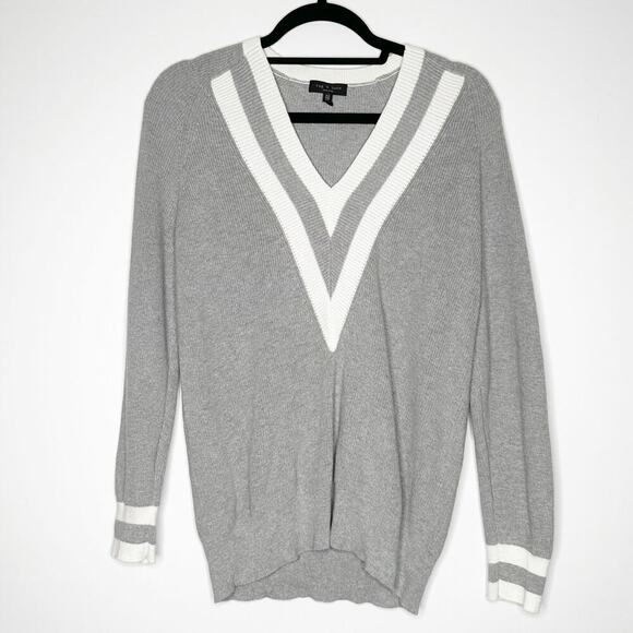 rag & bone Sweaters - Rag & Bone Talia Cashmere Blend Varsity Sweater Women's Gray White Size XS